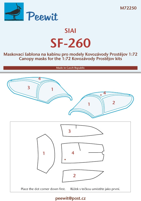 Peewit PEE72250 1:72 SIAI SF-260 canopy frame paint mask