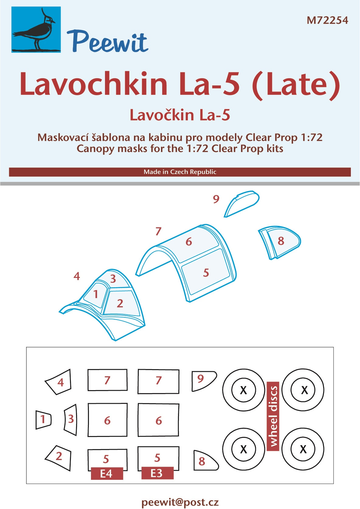 Peewit PEE72254 1:72 Lavochkin La-5/late canopy frame paint mask