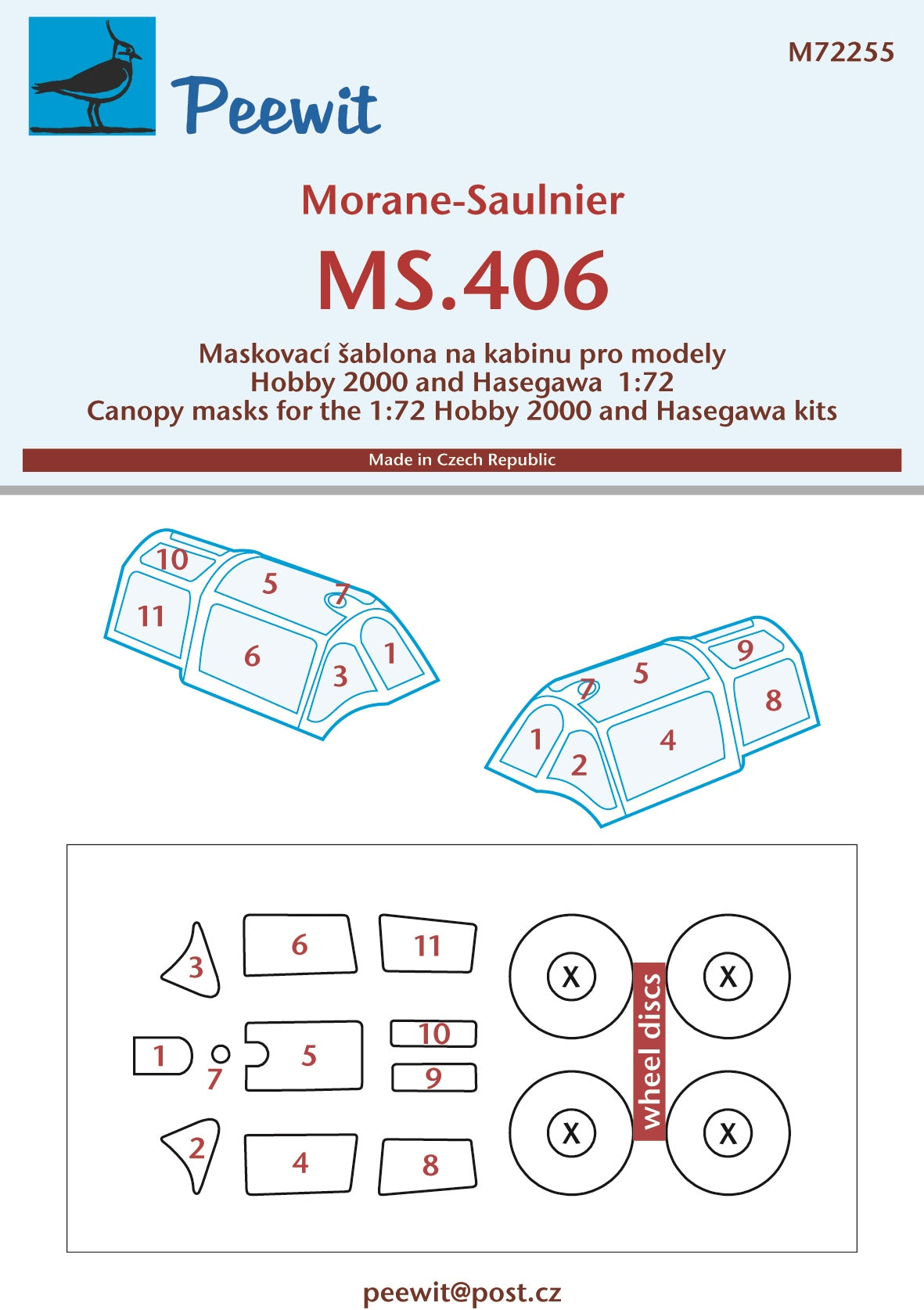 Peewit PEE72255 1:72 Morane-Saulnier MS.406C1 canopy frame paint mask