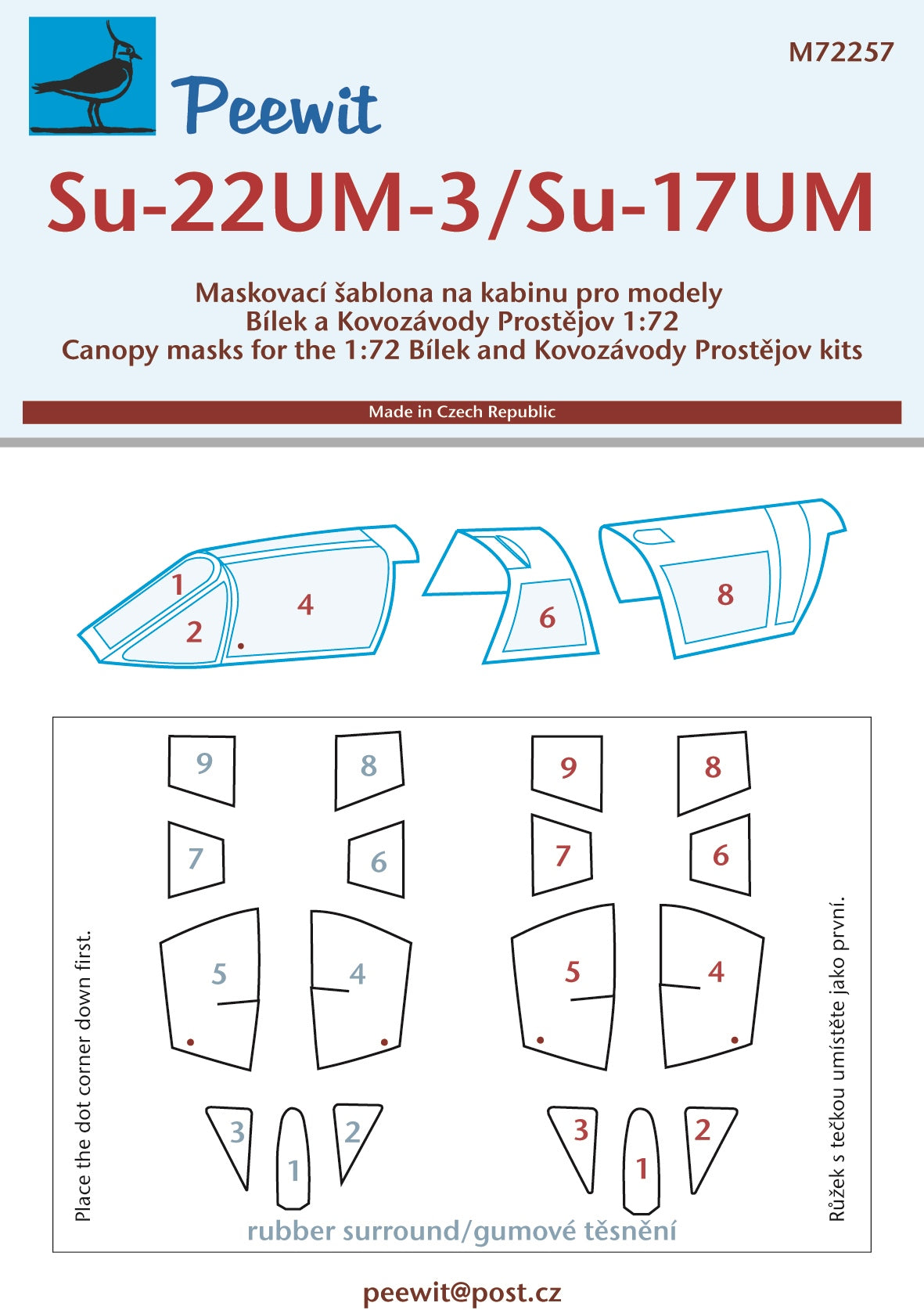 Peewit PEE72257 1:72 Sukhoi Su-22UM-3K / Su-17UM-3 canopy frame paint mask
