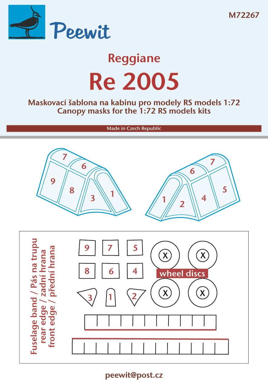 Peewit PEE72267 1:72 Reggiane Re.2005 canopy frame paint mask