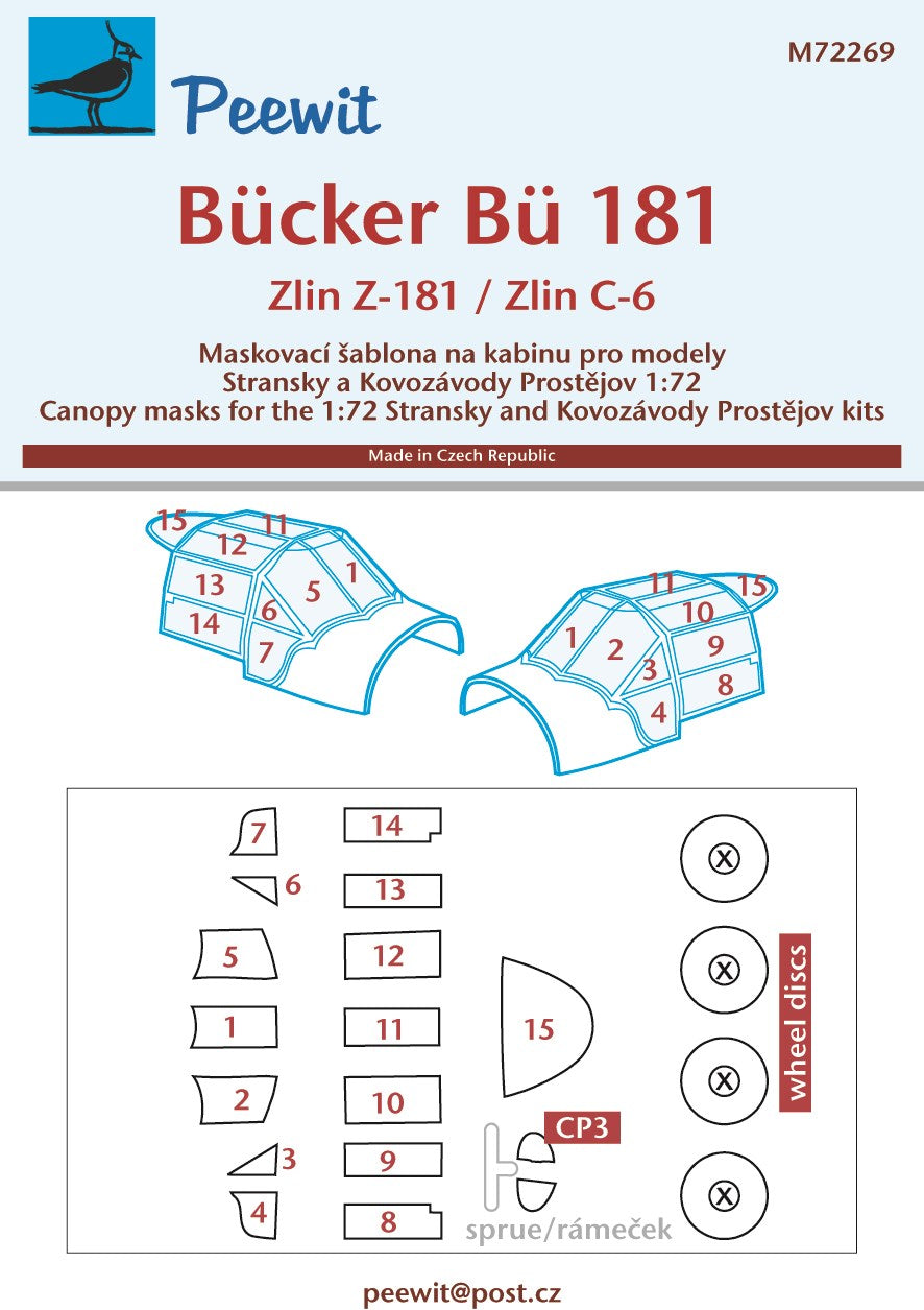 Peewit PEE72269 1:72 Bucker Bu-181 Bestmann/Zlin C-6 Paint Mask