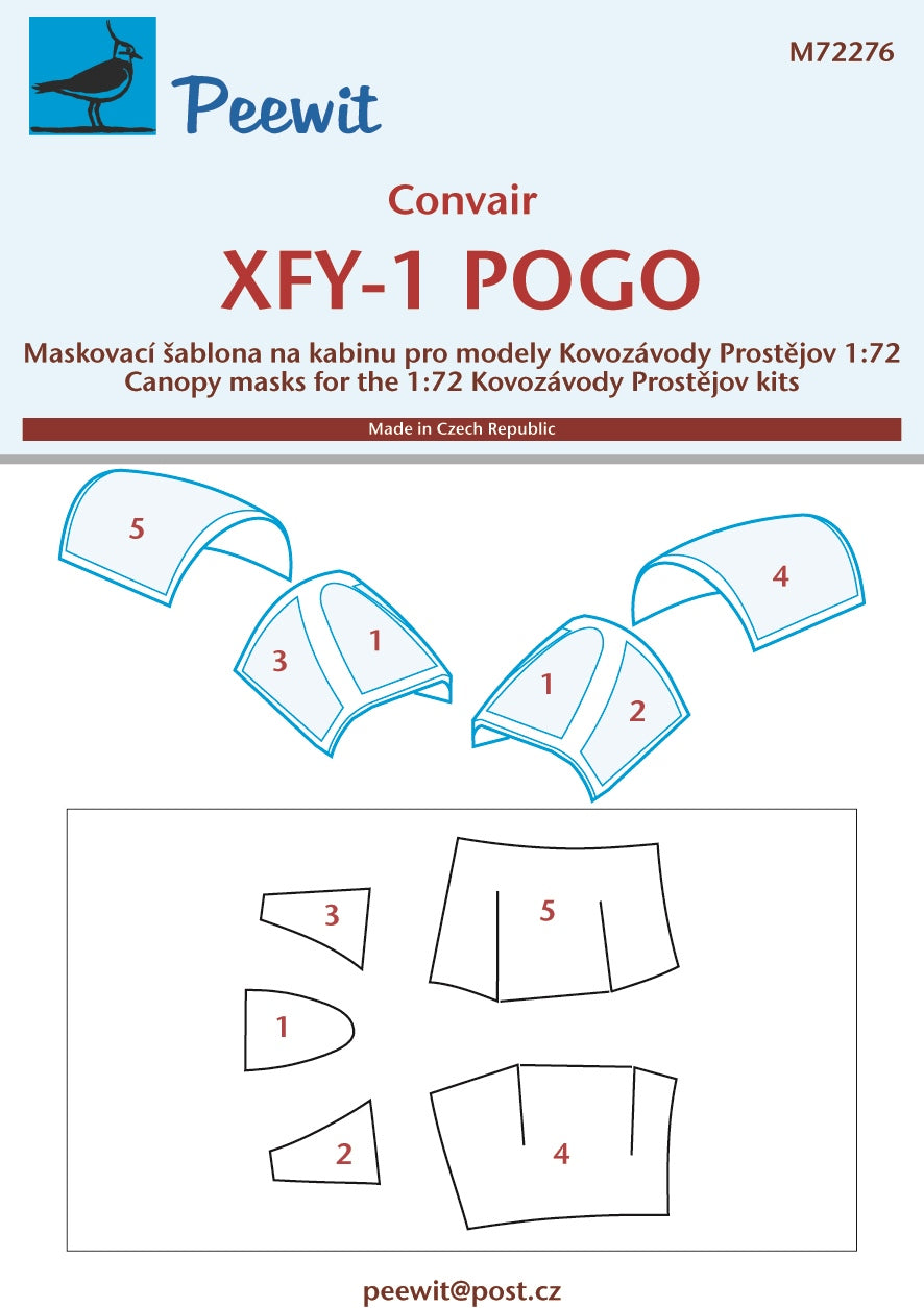 Peewit PEE72276 1:72 Convair XFY-1 POGO canopy frame paint mask