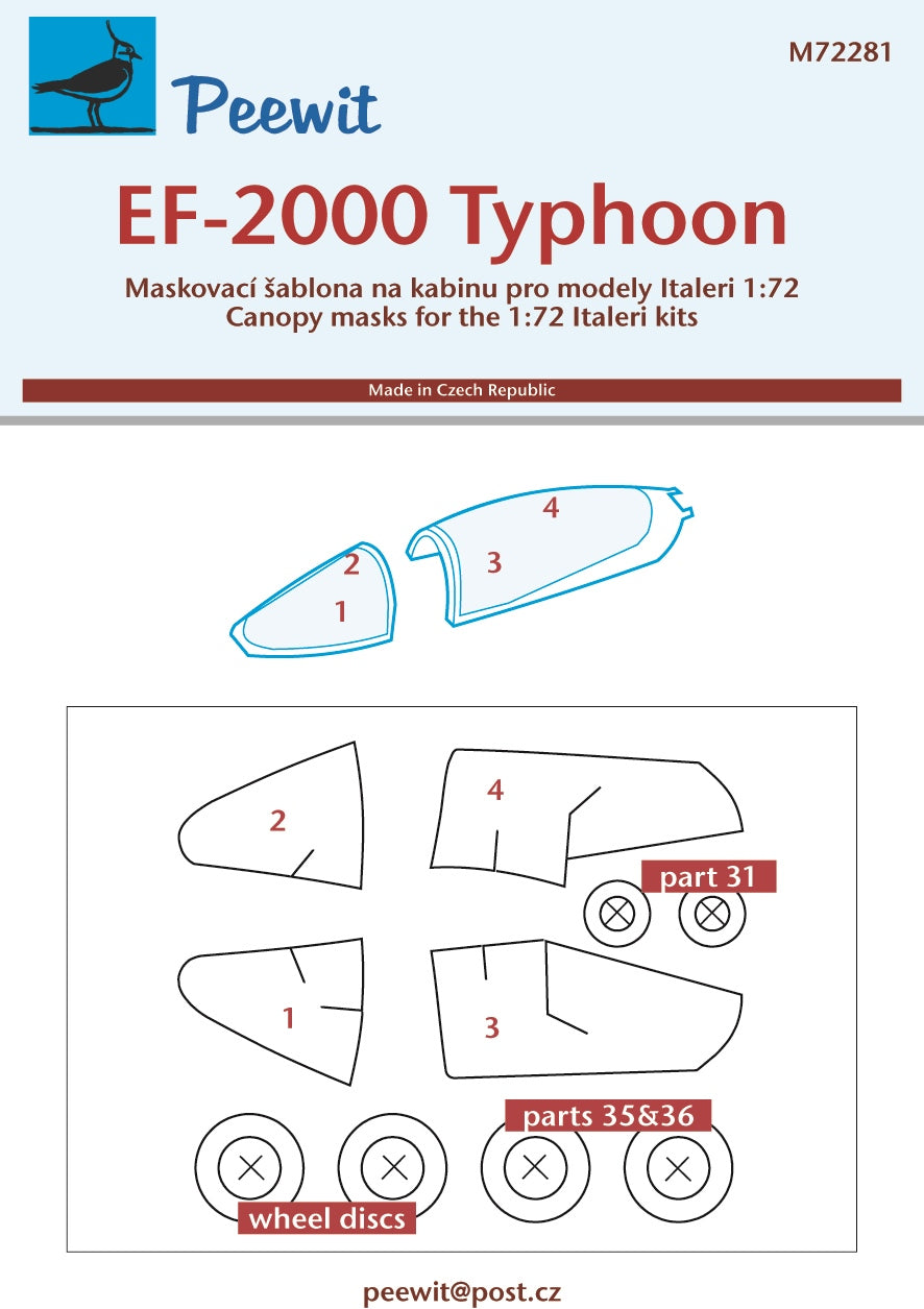 Peewit PEE72281 1:72 Eurofighter EF-2000 Typhoon canopy frame paint mask