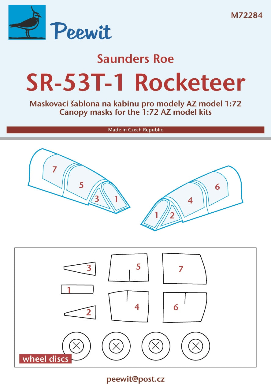 Peewit PEE72284 1:72 Saunders-Roe SR.53T-1 'Rocketeer canopy frame paint mask