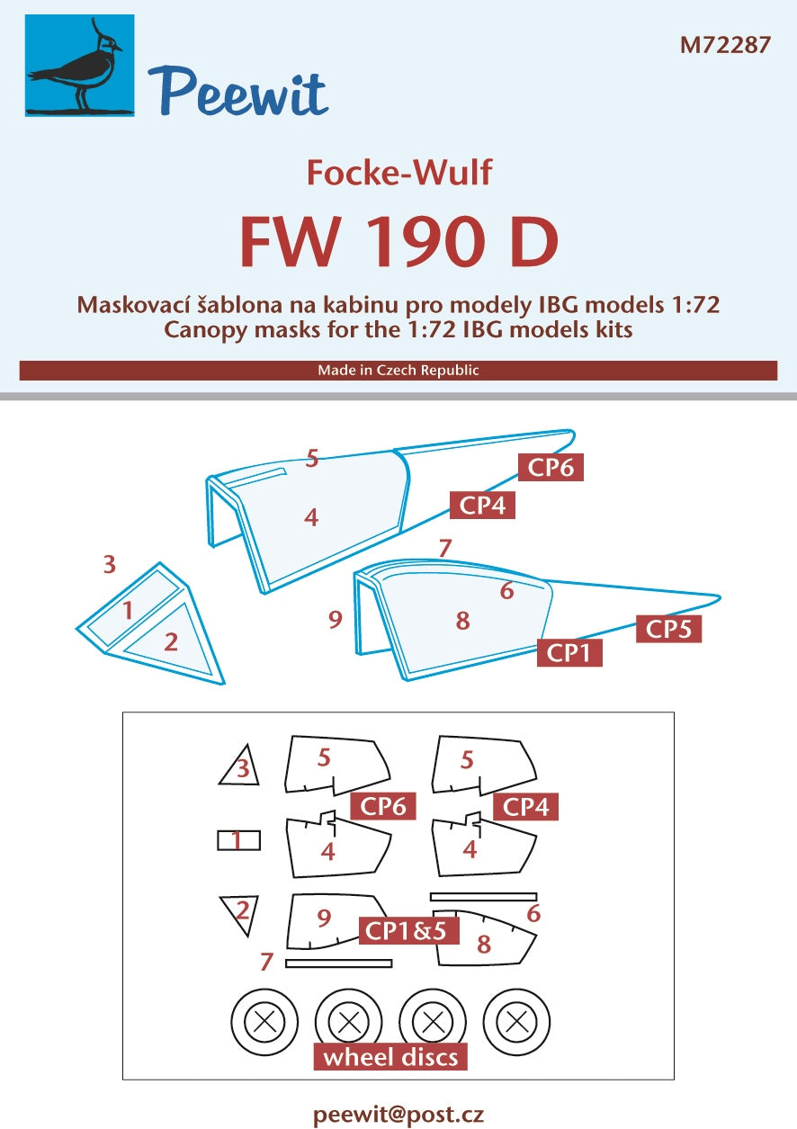 Peewit PEE72287 1:72 Focke-Wulf Fw-190D-9 canopy frame paint mask
