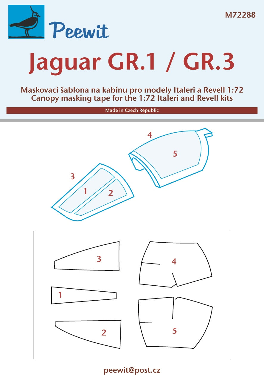 Peewit PEE72288 1:72 Sepecat Jaguar GR.1/GR.3 canopy frame paint mask