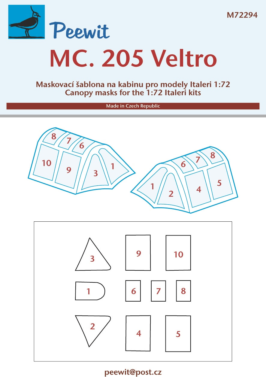 Peewit PEE72294 1:72 Macchi C.205 'Veltro' canopy frame paint mask