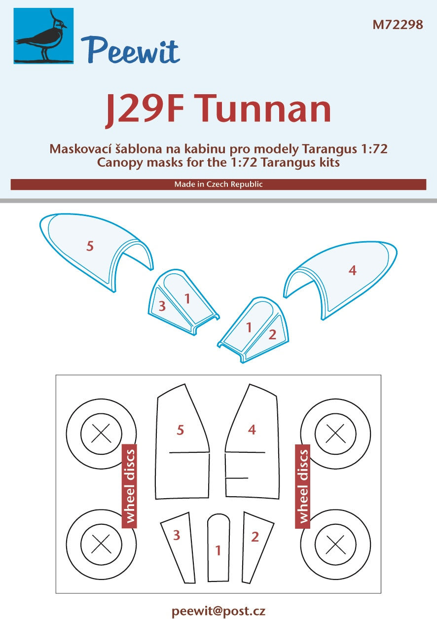 Peewit PEE72298 1:72 Saab J29F Tunnan canopy frame paint mask