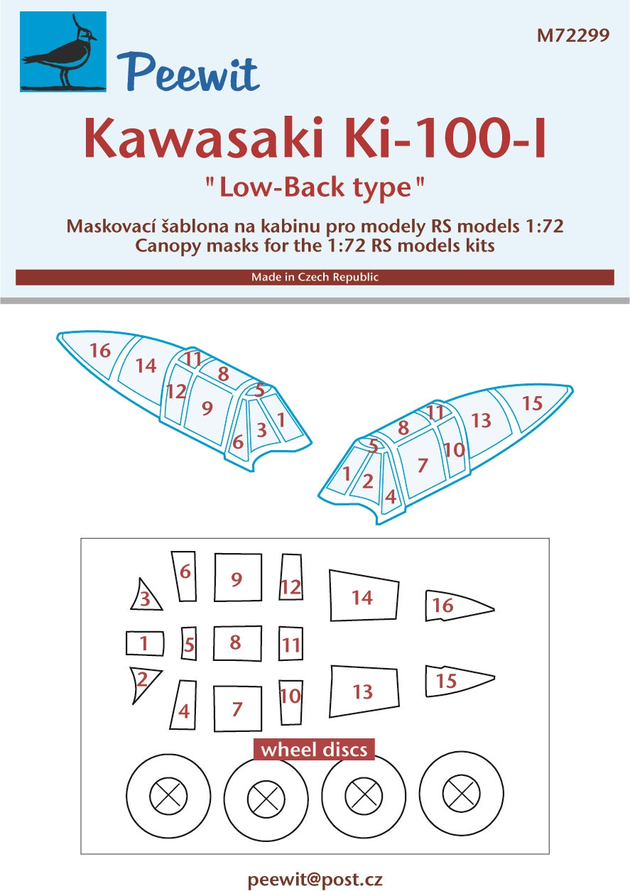 Peewit PEE72299 1:72 Kawasaki Ki-100-I 'Low-Back version' canopy mask