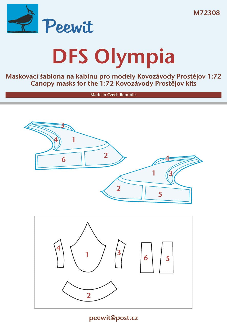 Peewit PEE72308 1:72 DFS Olympia canopy frame paint mask