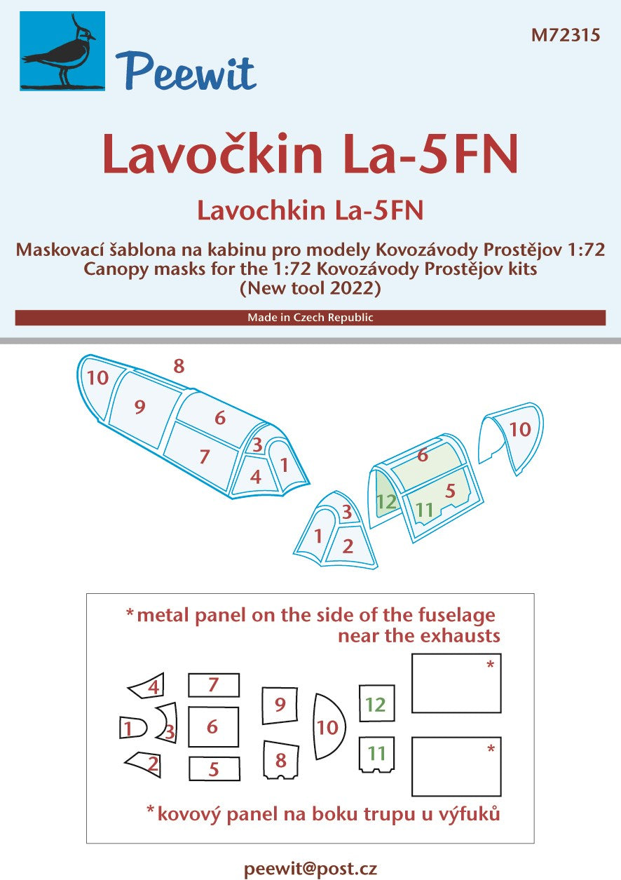 Peewit PEE72315 1:72 Lavochkin La-5FN canopy frame paint mask