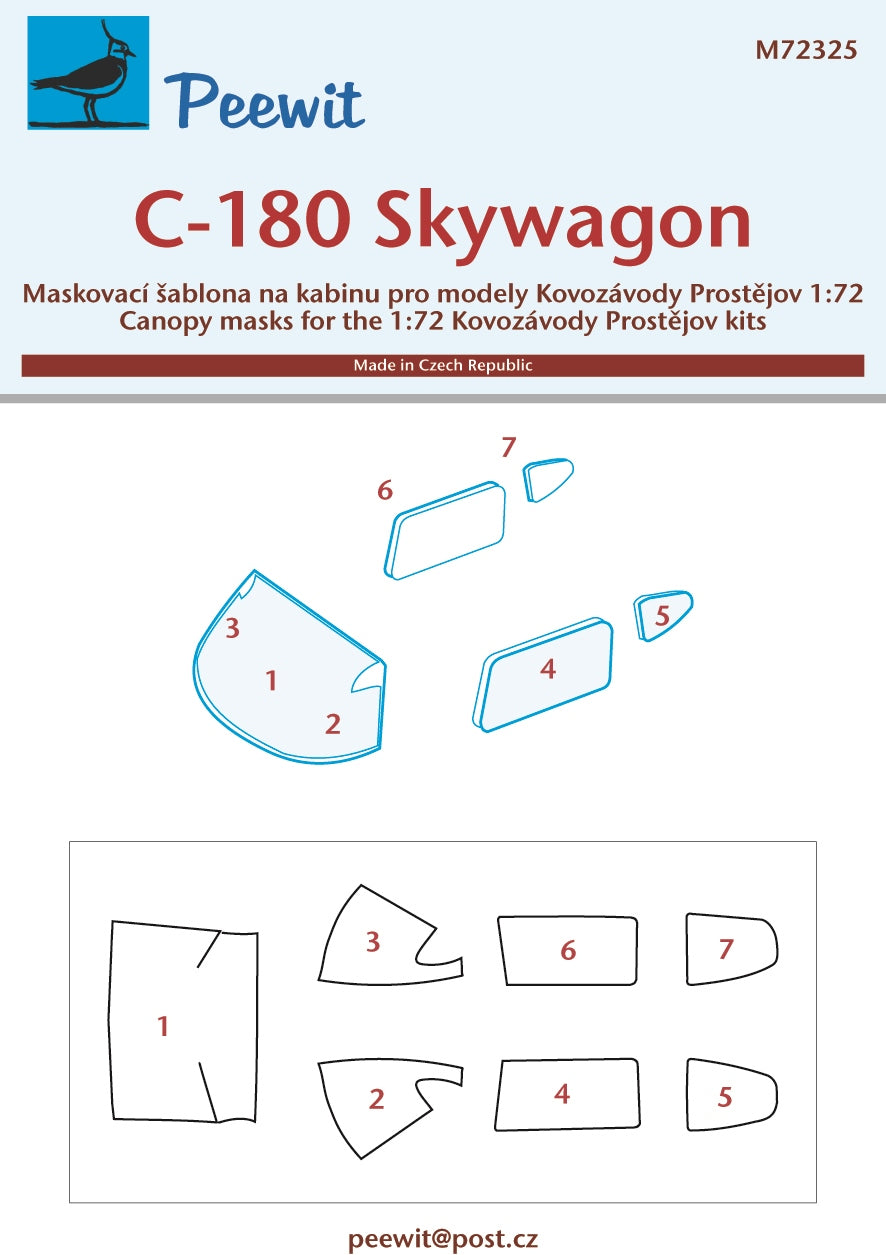 Peewit PEE72325 1:72 Cessna C-180 'Skywagon' canopy frame paint mask