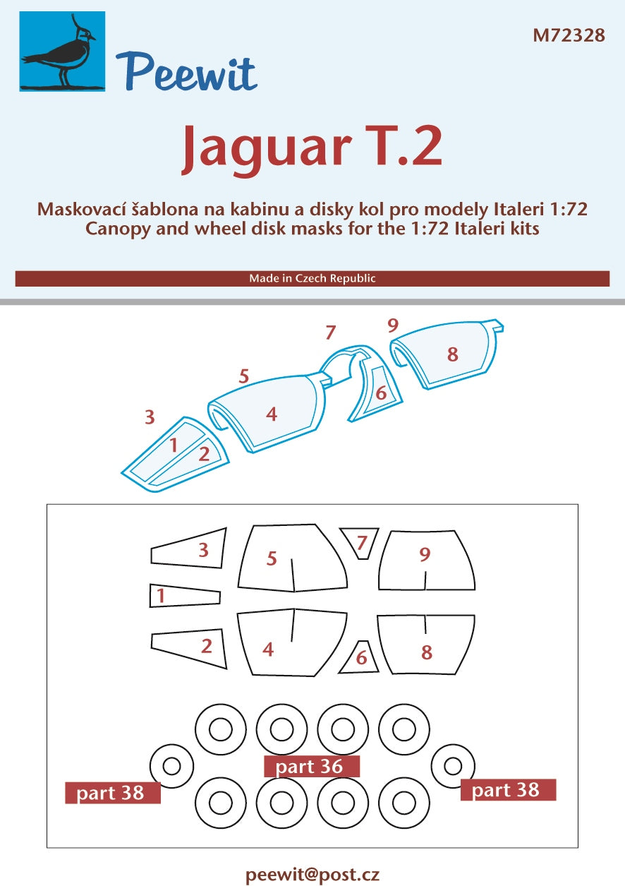 Peewit PEE72328 1:72 Sepecat Jaguar T.2 canopy frame paint mask