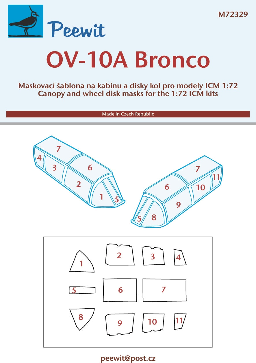 Peewit PEE72329 1:72 North-American/Rockwell OV-10D Bronco canopy mask