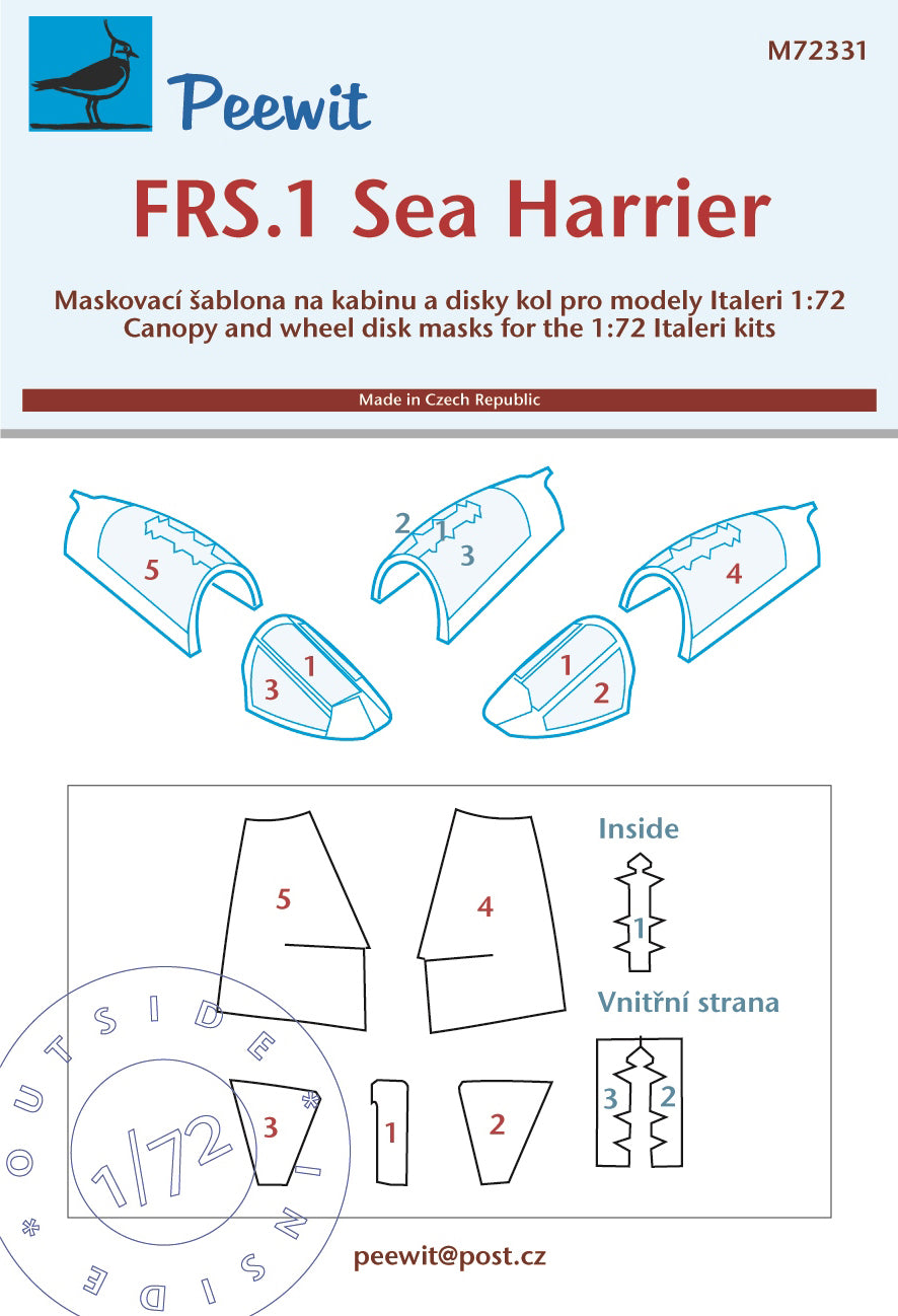 Peewit PEE72331 1:72 BAe FRS.1 Sea Harrier canopy frame paint mask