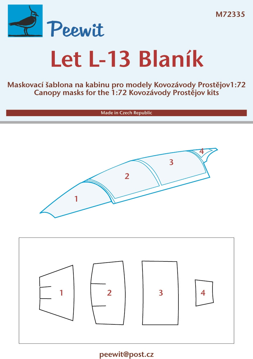 Peewit PEE72335 1:72 Let L-13 Blanik canopy frame paint mask