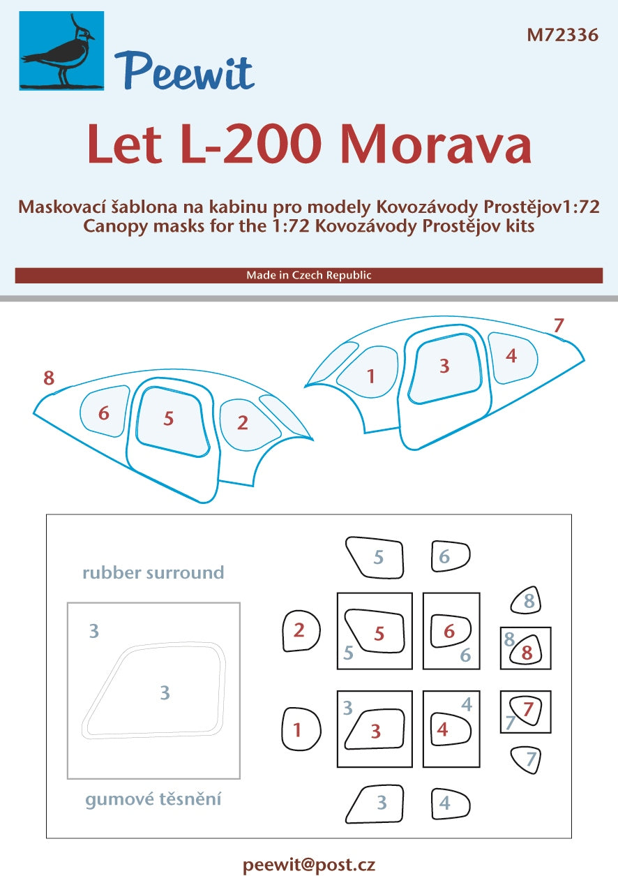 Peewit PEE72336 1:72 Let L-200A/L-200D canopy frame paint mask