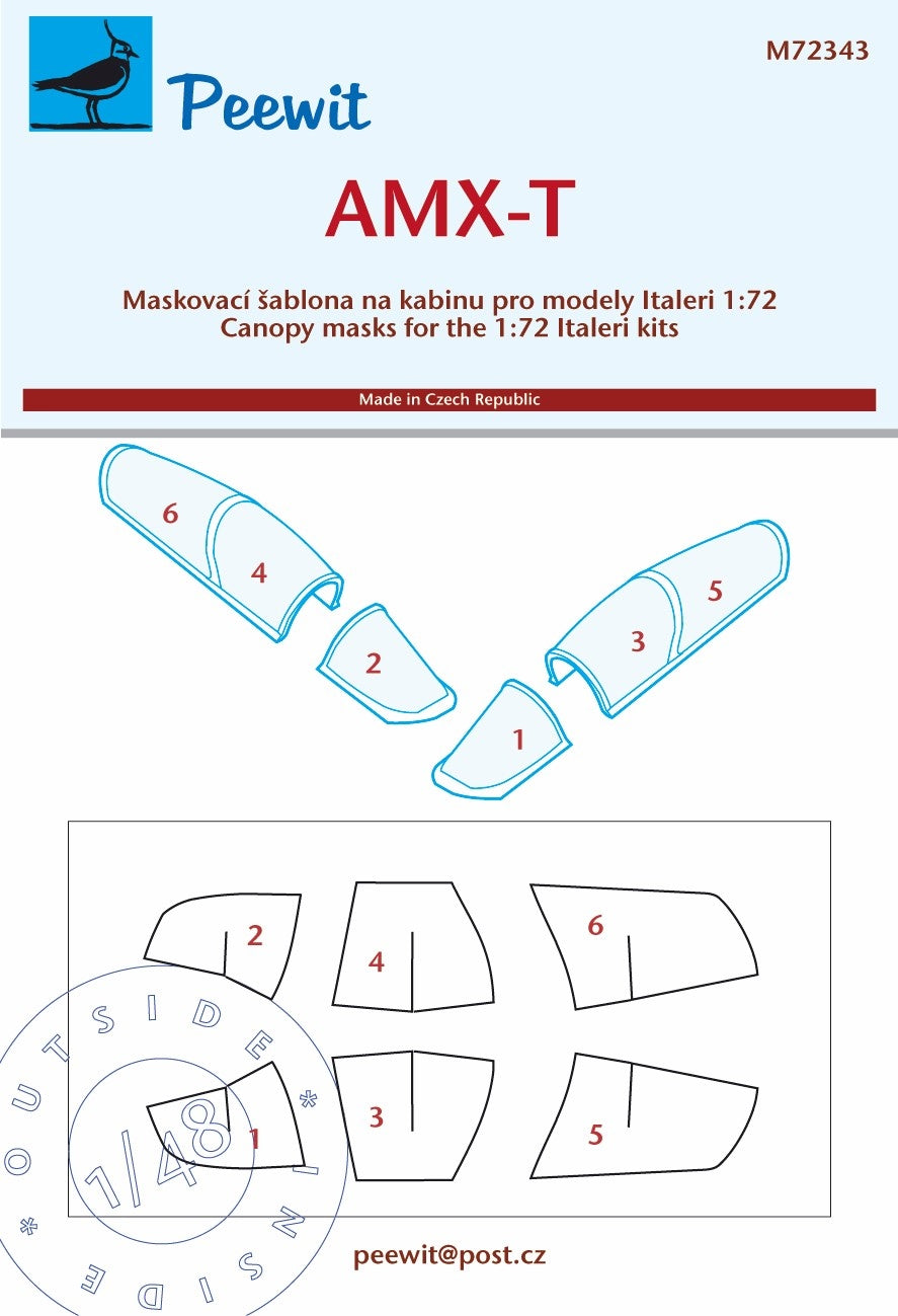 Peewit PEE72343 1:72 AMX-T Ghibli canopy frame paint mask
