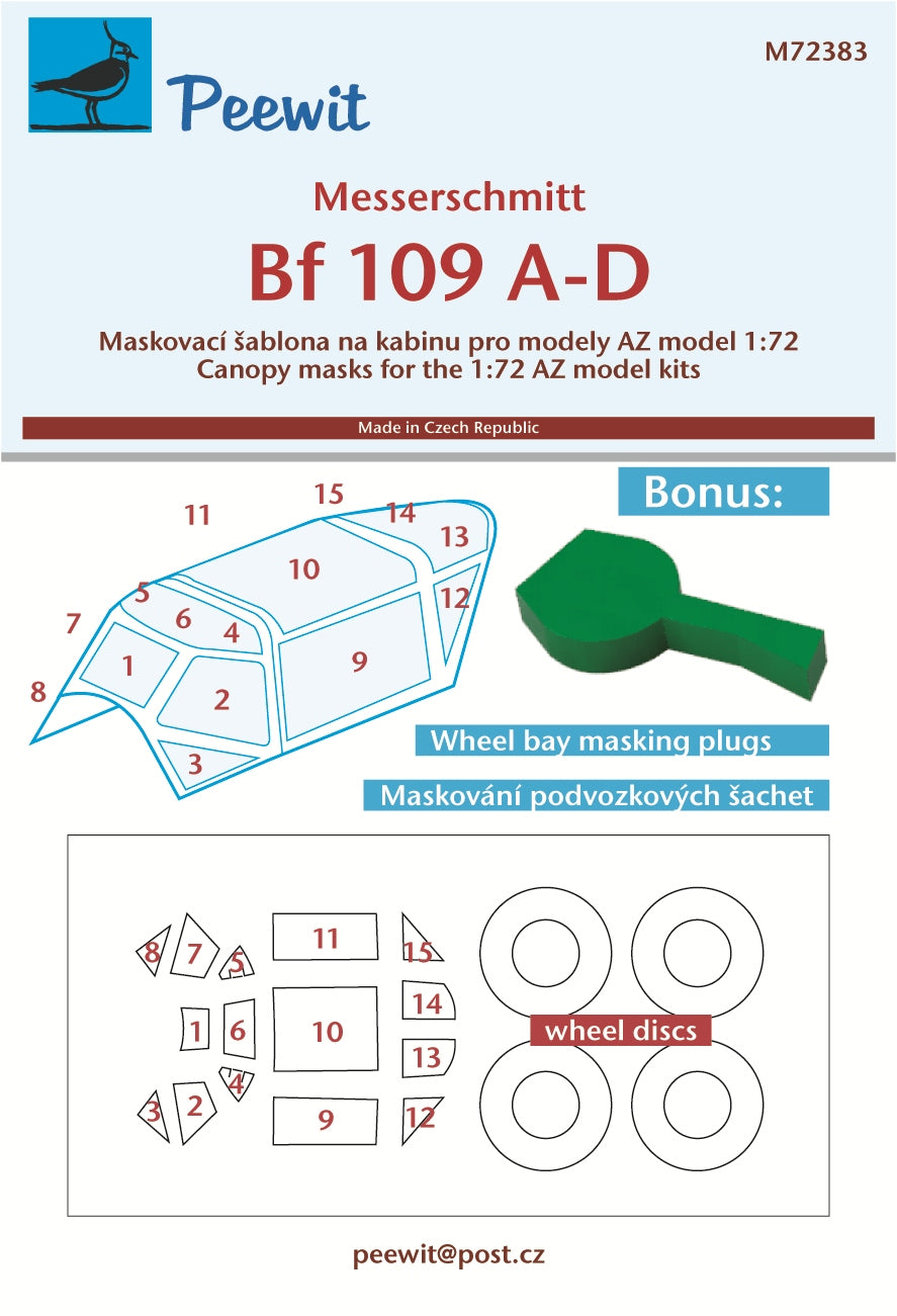 Peewit PEE72383 1:72 Messerschmitt Bf-109A/Bf-109B/Bf-109C/Bf-109D