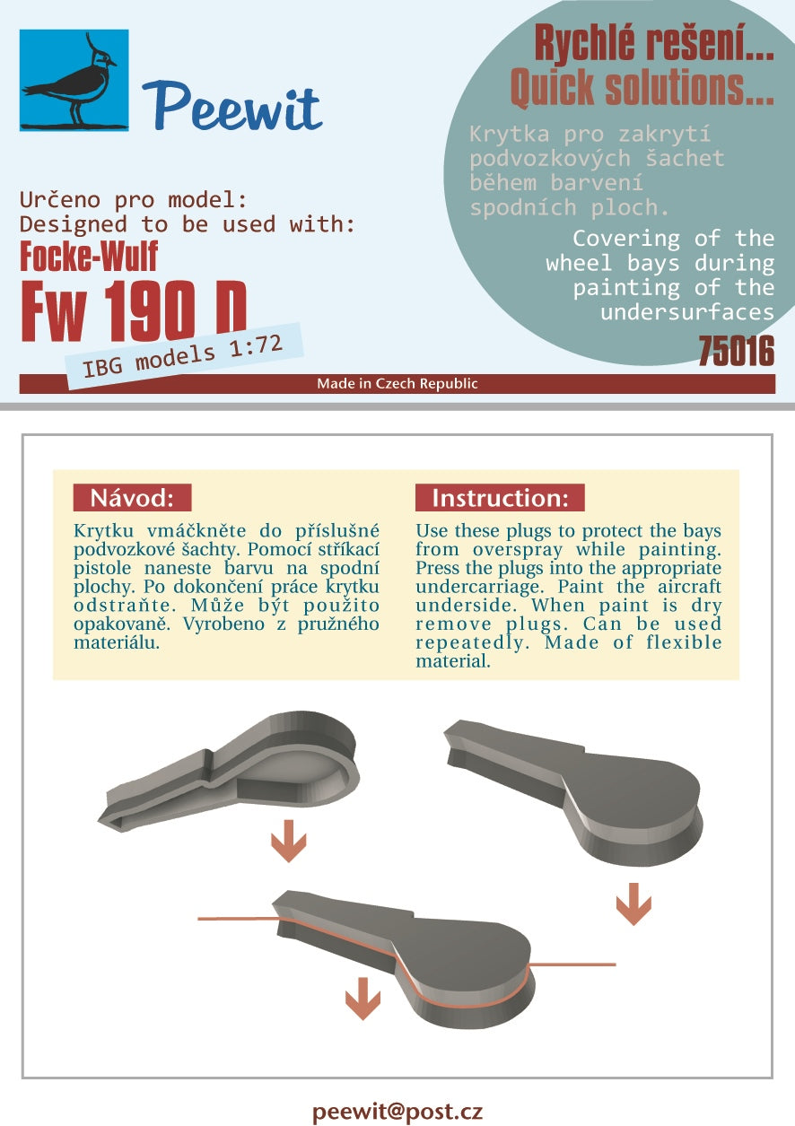 Peewit PEE75016 1:72 Focke-Wulf Fw-190D-9 Flexible Wheel Bay Plugs