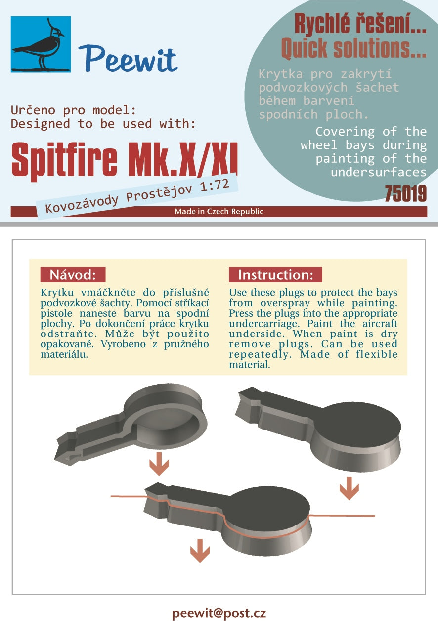 Peewit PEE75019 1:72 Spitfire Mk.X/Mk.XI Flexible Wheel Bay Plugs