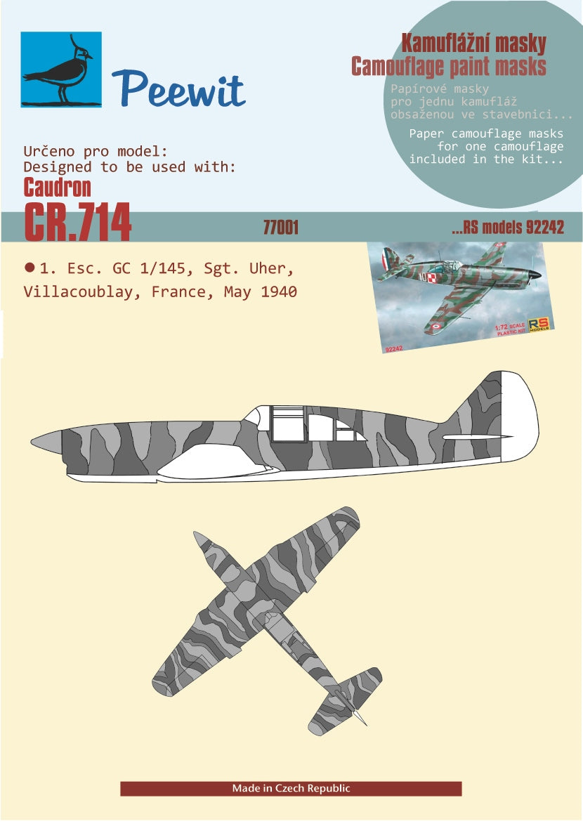 Peewit PEE77001 1:72 Caudron CR.714 Camouflage pattern paint masks