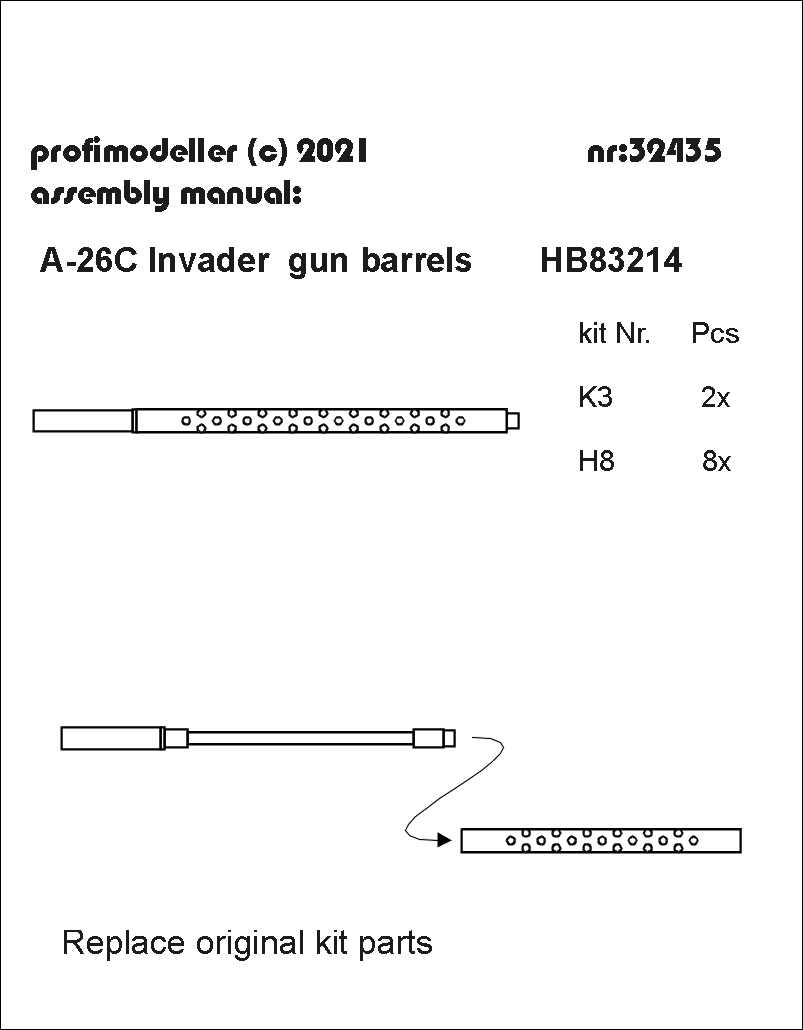 Profimodeller PF32435P 1:32 Douglas A-26C Invader gun barrels set