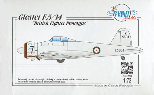 Planet Models PLA25872 1:72 Gloster F.5/34 British Fighter Prototype