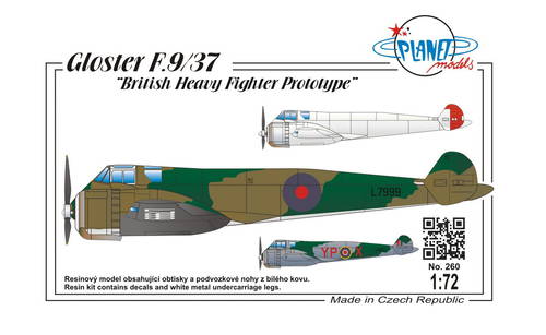 Planet Models PLA26072 1:72 Gloster F.9/37 >>>
