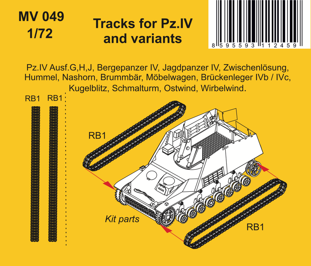 Planet Models PLAMV049 1:72 a pair of vinyl tracks for the Pz.Kpfw.IV chassis