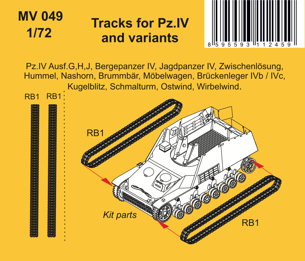Planet Models PLAMV049 1:72 a pair of vinyl tracks for the Pz.Kpfw.IV chassis