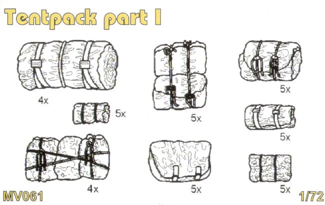 Planet Models PLAMV061 1:72 Tentpack part I set contains detailed Tentpack
