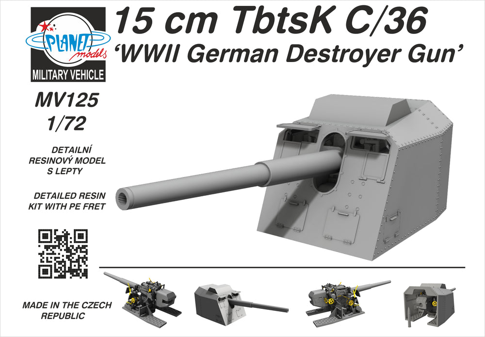 Planet Models PLAMV125 1:72 15cm TbtsK C/36 German Naval Gun Kit