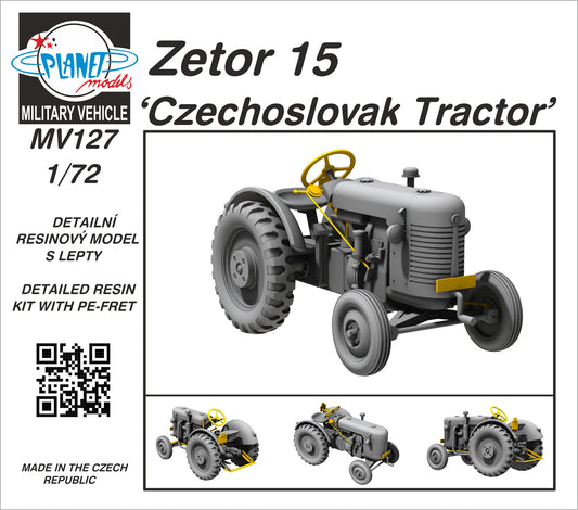 Planet Models PLAMV127 1:72 Zetor 15 Post-War Tractor Resin Kit