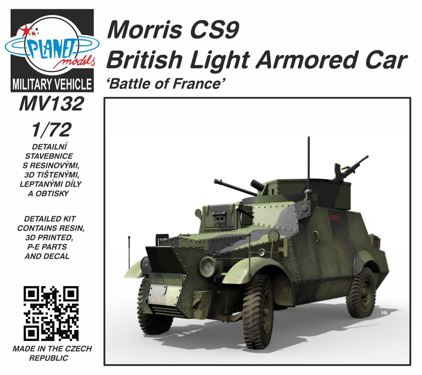 Planet Models PLAMV132 1:72 Morris CS9 Light Armoured Car France