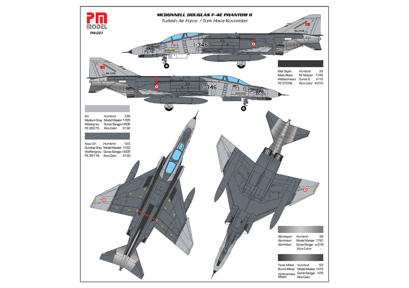 PM Model PM227 1:96 F-4E/F Phantom II German/Turkish/USAF