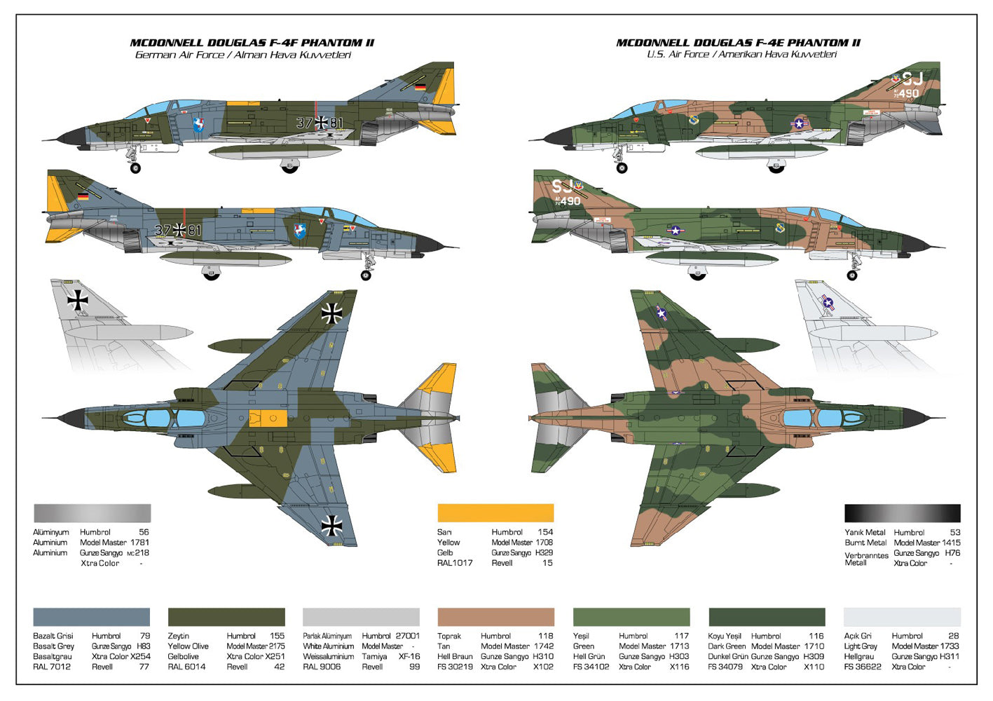 PM Model PM227 1:96 F-4E/F Phantom II German/Turkish/USAF