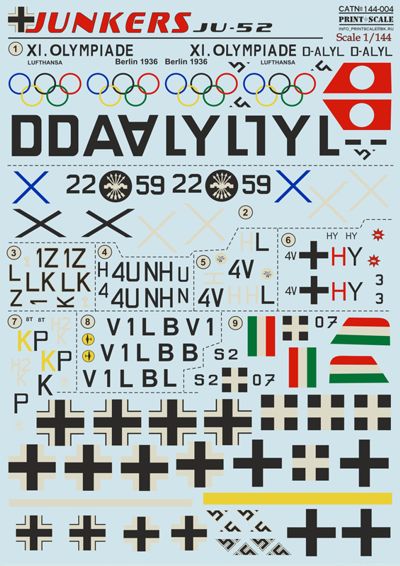 Print Scale PSL14404 1:144 Junkers Ju-52