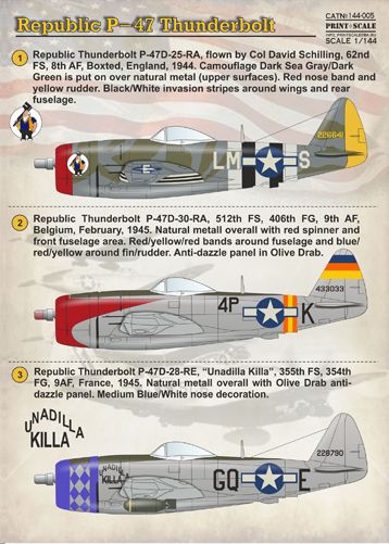 Print Scale PSL14405 1:144 Republic P-47D Thunderbolt