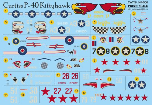 Print Scale PSL14406 1:144 Curtiss P-40 Kittyhawk