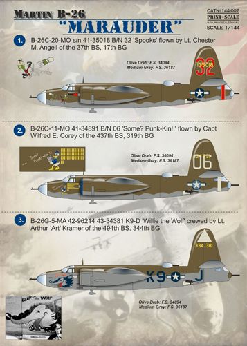 Print Scale PSL14407 1:144 Martin B-26 Marauder 1