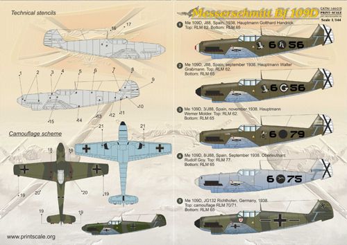 Print Scale PSL14415 1:144 Messerschmitt Bf-109D 1