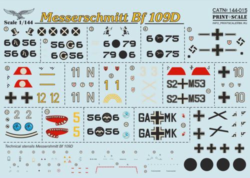 Print Scale PSL14415 1:144 Messerschmitt Bf-109D 1