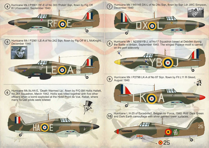 Print Scale PSL14416 1:144 Hawker Hurricane Mk.I/Mk.IIB Battle Of Britain Aces