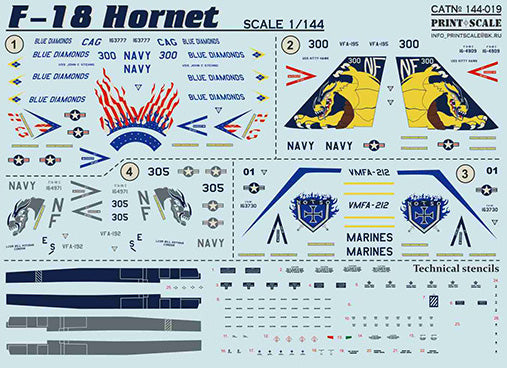 Print Scale PSL14419 1:144 McDonnell-Douglas F/A-18C Hornet 1