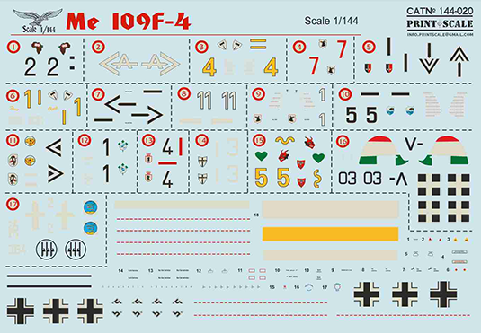 Print Scale PSL14420 1:144 Messerschmitt Bf-109F-4 1