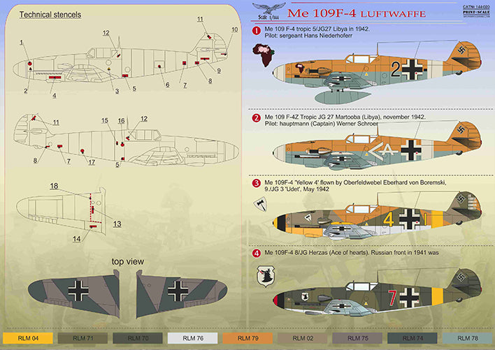 Print Scale PSL14420 1:144 Messerschmitt Bf-109F-4 1