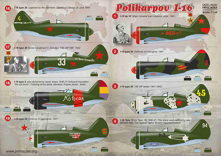 Print Scale PSL14421 1:144 Polikarpov I-16 / 1