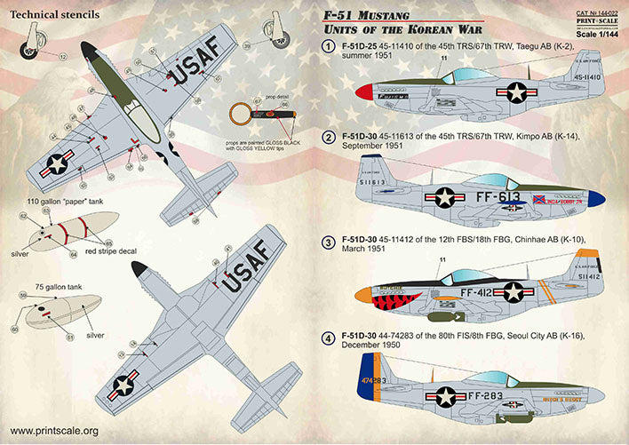 Print Scale PSL14422 1:144 North-American F-51 Mustang